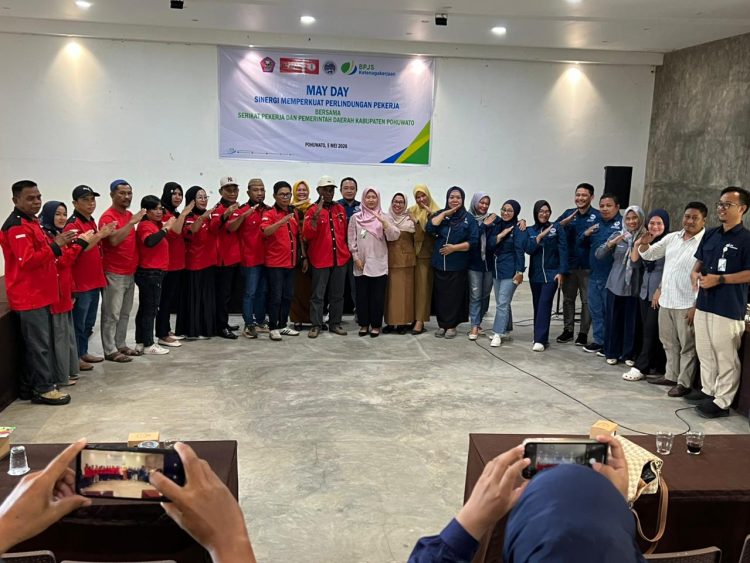 JELANG MAY DAY, SERIKAT PEKERJA  DISNAKER , BPJS TK POHUWATO BERKOLABORASI PERKUAT PERLINDUNGAN BURUH