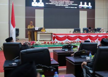Bupati Pohuwato, Saipul A. Mbuinga, menghadiri Rapat Paripurna ke-41 DPRD Kabupaten Pohuwato dengan agenda Perubahan Program Pembentukan Peraturan Daerah (Propemperda) Tahun 2026