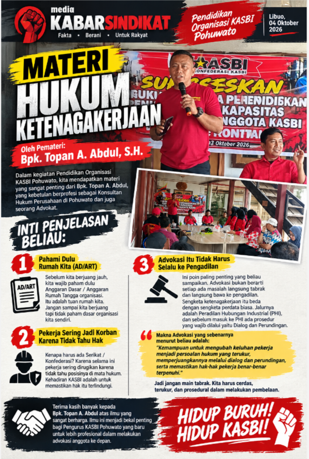 📢 MATERI HUKUM KETENAGAKERJAAN* *Oleh Pemateri: Bpk. Topan A. Abdul, S.H